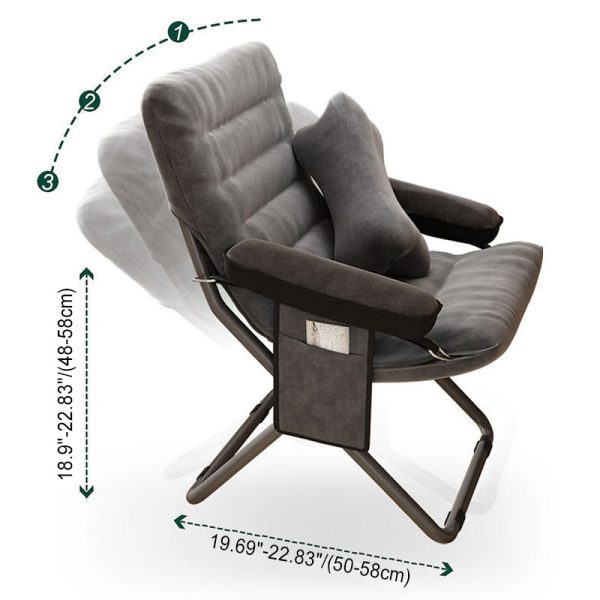 Contemporary Scandinavian Iron Upholstered Rectangular Curved Foldable Recliner Backrest Armrest For Living Room - Image 5