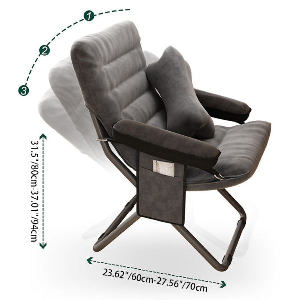Contemporary Scandinavian Iron Upholstered Rectangular Curved Foldable Recliner Backrest Armrest For Living Room - Image 4