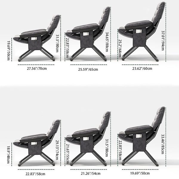 Contemporary Scandinavian Iron Upholstered Rectangular Curved Foldable Recliner Backrest Armrest For Living Room - Image 6