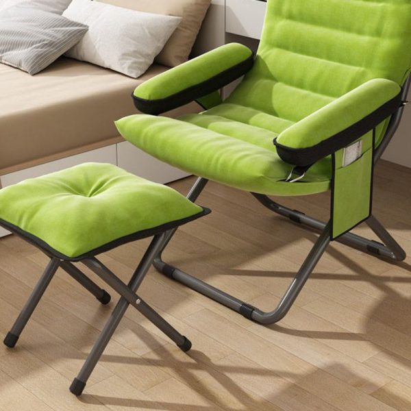Contemporary Scandinavian Iron Upholstered Rectangular Curved Foldable Recliner Backrest Armrest For Living Room - Image 14