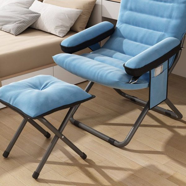 Contemporary Scandinavian Iron Upholstered Rectangular Curved Foldable Recliner Backrest Armrest For Living Room - Image 15