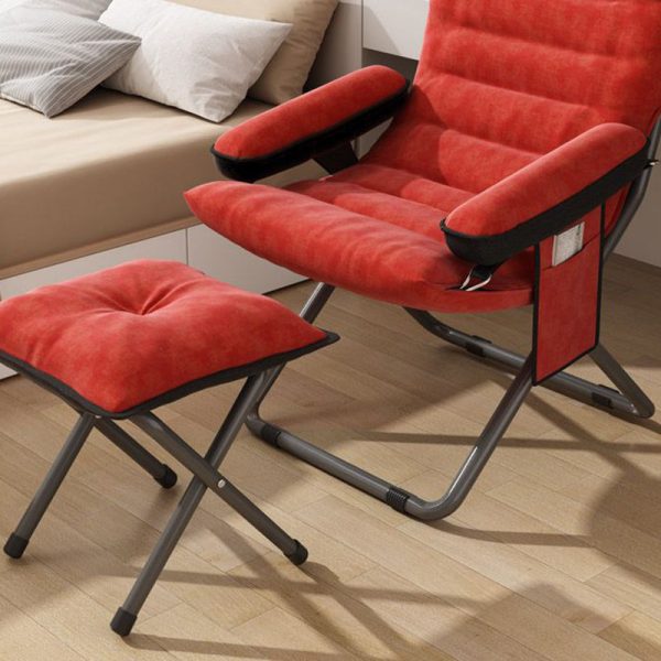Contemporary Scandinavian Iron Upholstered Rectangular Curved Foldable Recliner Backrest Armrest For Living Room - Image 16