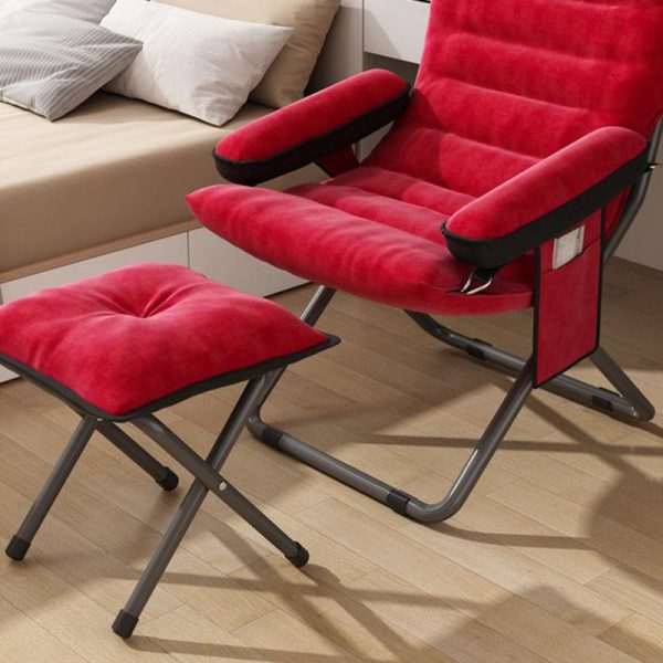 Contemporary Scandinavian Iron Upholstered Rectangular Curved Foldable Recliner Backrest Armrest For Living Room - Image 17