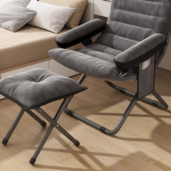 Contemporary Scandinavian Iron Upholstered Rectangular Curved Foldable Recliner Backrest Armrest For Living Room - Image 18
