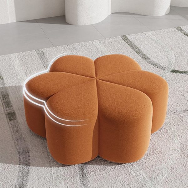 Contemporary Nordic Petal Shape Technology Cloth Wood Footstool For Living Room - Image 7