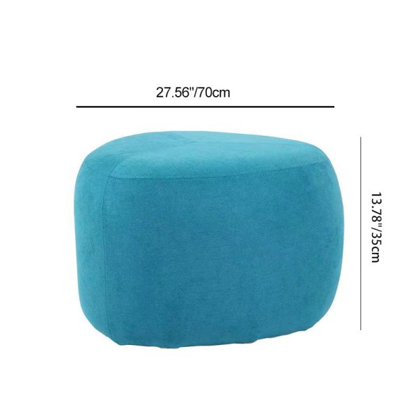Contemporary Creative Pebble Shape Linen Upholstered Footstool Backless Armless For Living Room - Image 6