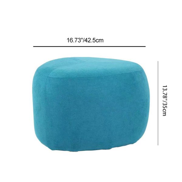 Contemporary Creative Pebble Shape Linen Upholstered Footstool Backless Armless For Living Room - Image 4
