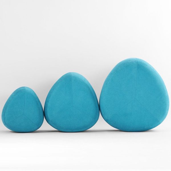 Contemporary Creative Pebble Shape Linen Upholstered Footstool Backless Armless For Living Room - Image 7