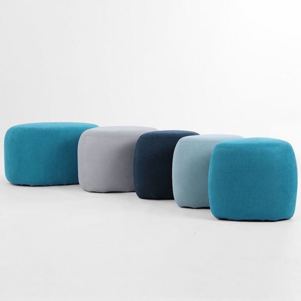Contemporary Creative Pebble Shape Linen Upholstered Footstool Backless Armless For Living Room - Image 2