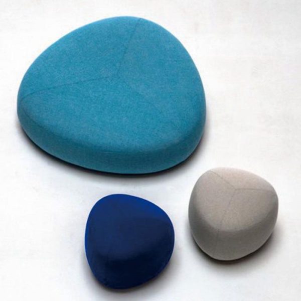 Contemporary Creative Pebble Shape Linen Upholstered Footstool Backless Armless For Living Room - Image 8