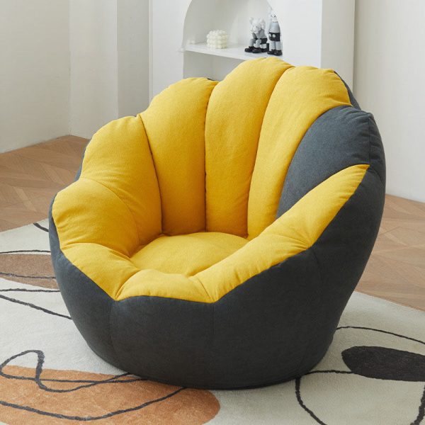Modern Minimalist Fabric Foam Particle Round Shell Accent Chair Backrest Armless For Living Room - Image 5
