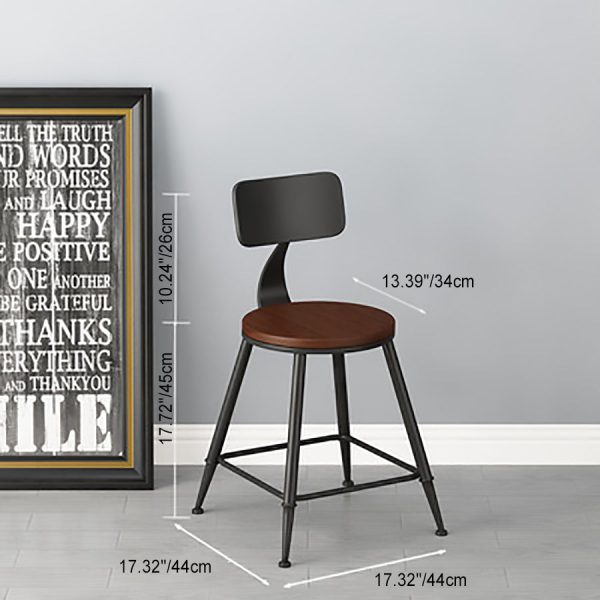 Modern Minimalist Iron Wood Leather Round Rectangular Bar Stool Backrest For Dining Room - Image 8