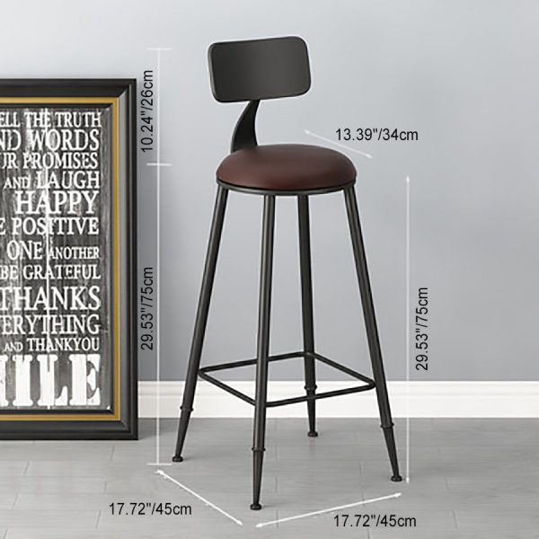 Modern Minimalist Iron Wood Leather Round Rectangular Bar Stool Backrest For Dining Room - Image 11