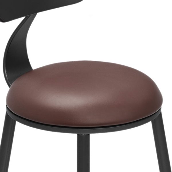 Modern Minimalist Iron Wood Leather Round Rectangular Bar Stool Backrest For Dining Room - Image 14
