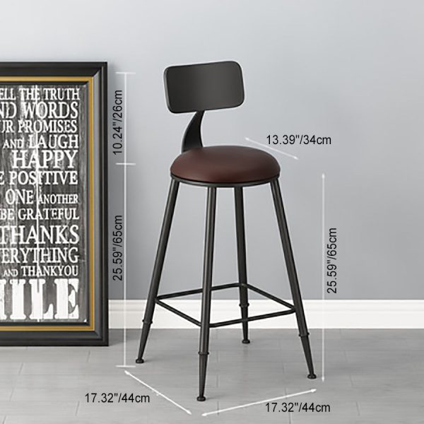 Modern Minimalist Iron Wood Leather Round Rectangular Bar Stool Backrest For Dining Room - Image 9