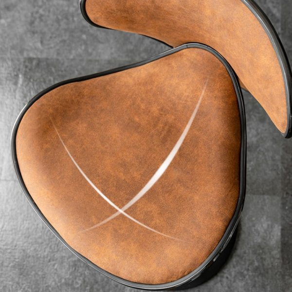 Modern Minimalist Fabric Iron Cylinder Curved Curved Bar Stool Backrest Footrest For Dining Room - Image 5
