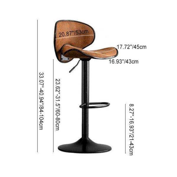 Modern Minimalist Fabric Iron Cylinder Curved Curved Bar Stool Backrest Footrest For Dining Room - Image 4