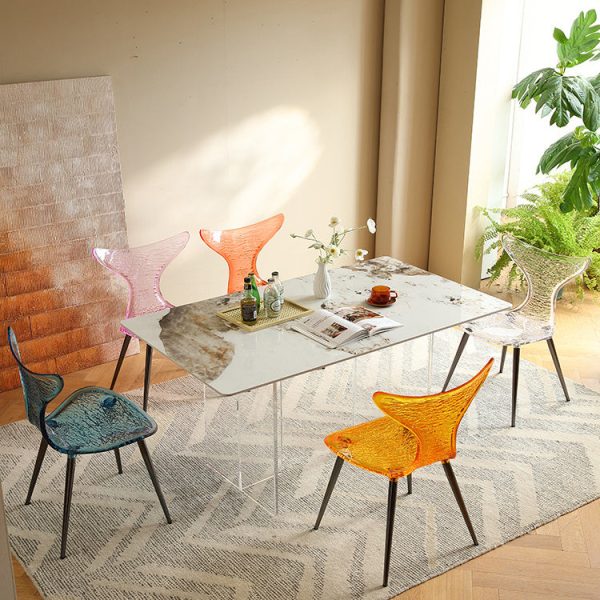 Contemporary Creative Acrylic Metal Square Triangle Mermaid Vanity Chair Backrest For Bedroom - Image 15