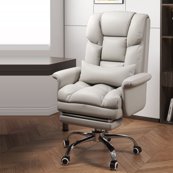 Modern Minimalist Leather Metal Rectangular Square Desk Chair Backrest Armrest Footrest For Home Office - Image 4