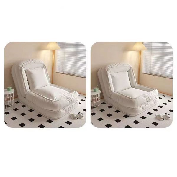Modern Minimalist Fabric Iron Rectangle Accent Chair Backrest For Living Room - Image 9