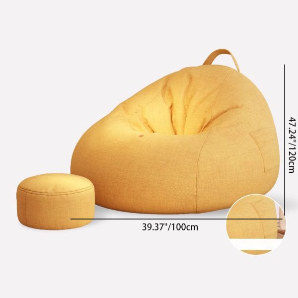 Modern Minimalist Fabric Foam Particles Spherical Bun Accent Chair Backrest Footrest For Living Room - Image 2