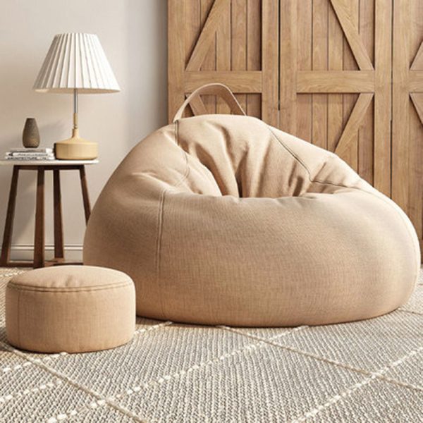 Modern Minimalist Fabric Foam Particles Spherical Bun Accent Chair Backrest Footrest For Living Room - Image 4