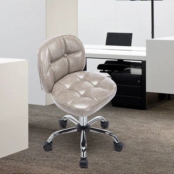Contemporary Scandinavian Leather Metal Square Oval Round Mini Desk Chair Backrest For Home Office - Image 2