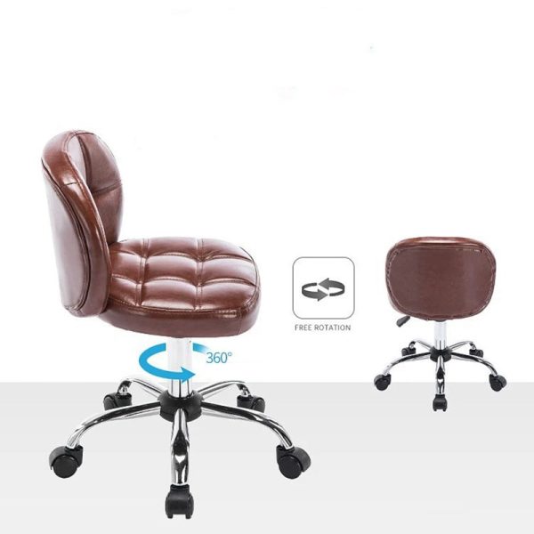 Contemporary Scandinavian Leather Metal Square Oval Round Mini Desk Chair Backrest For Home Office - Image 5