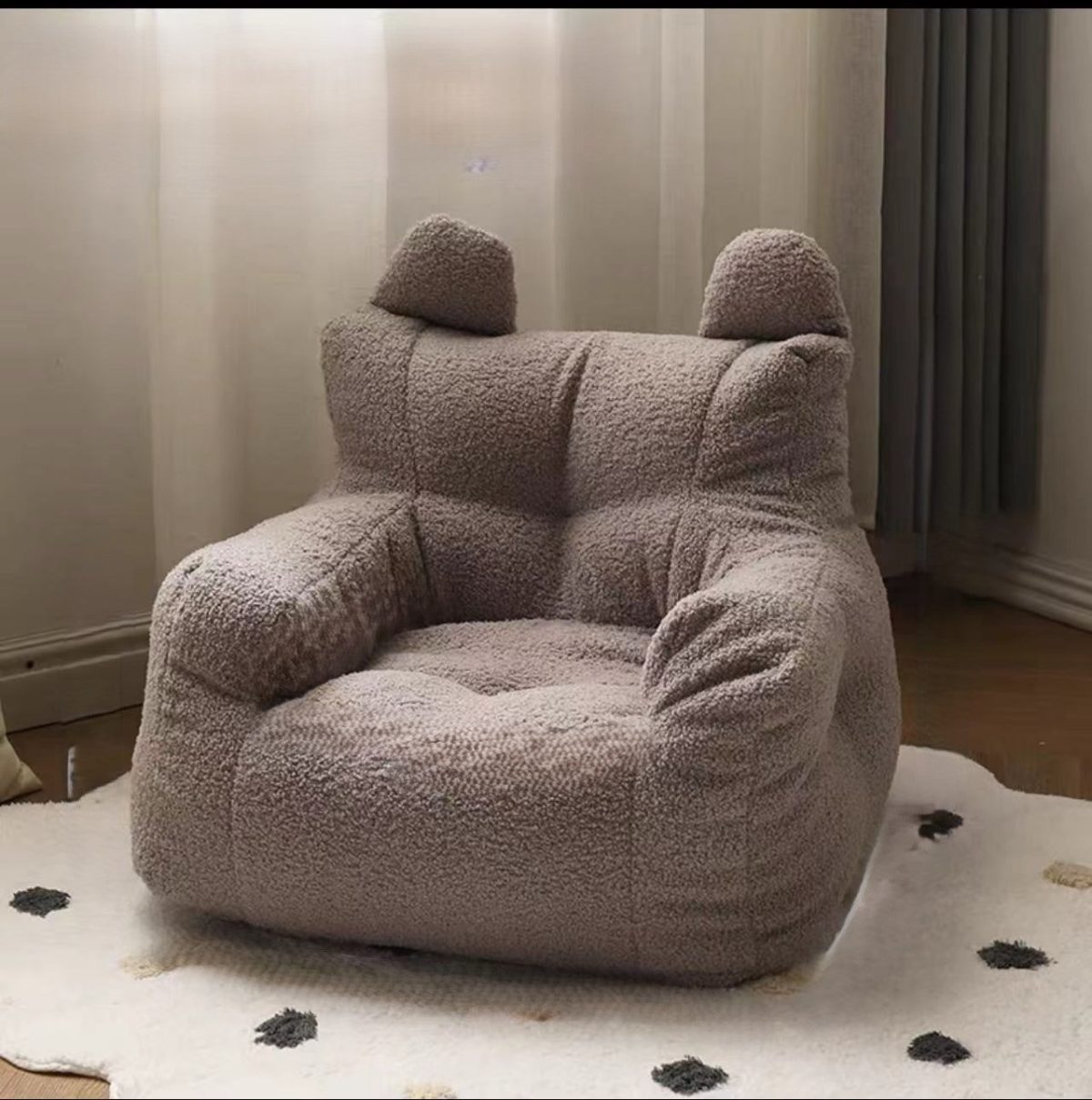 Contemporary Creations Velvet Fabric EPP Particles Square Rectangle Rabbit Ears Accent Chair Backrest Armrest For Living Room - Image 12