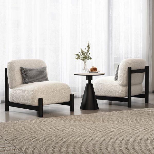 Contemporary Scandinavian Velvet Solid Wood Metal Square Rectangle Cylinder Accent Chair Backrest For Living Room - Image 6