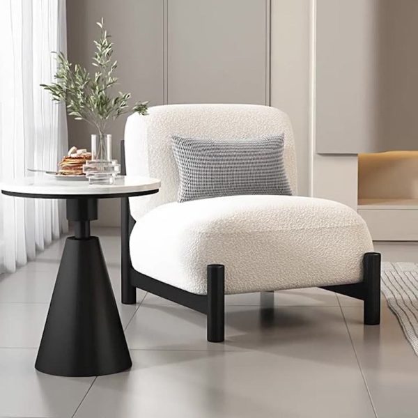 Contemporary Scandinavian Velvet Solid Wood Metal Square Rectangle Cylinder Accent Chair Backrest For Living Room - Image 9