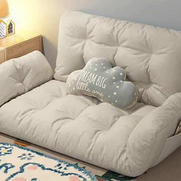 Contemporary Scandinavian Fabric Solid Wood Rectangle Lattice Cylindrical Leg Sofa Backrest Armrest For Living Room - Image 17