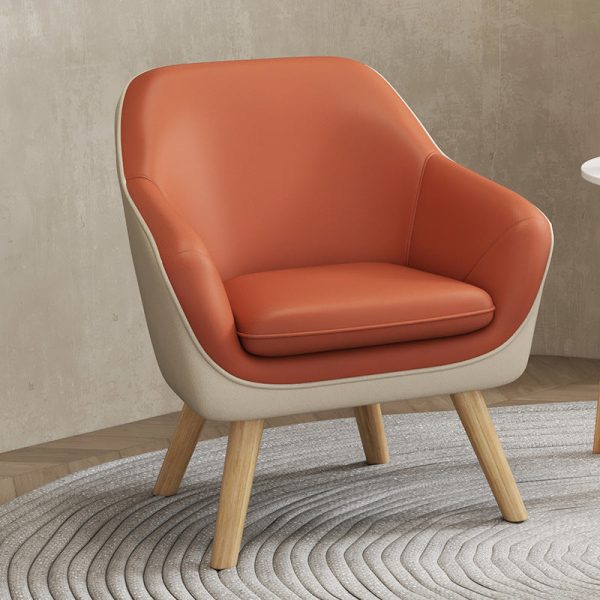 Modern Minimalist Fabric Solid Wood Rectangular Accent Chair Backrest Armrest For Living Room - Image 6