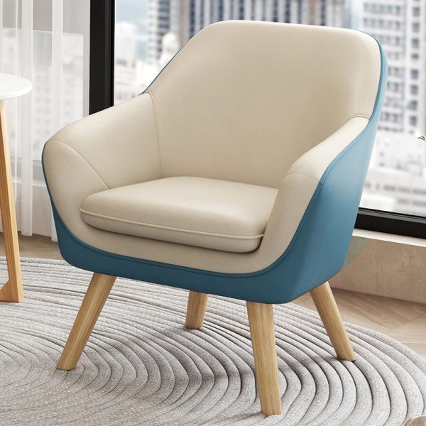 Modern Minimalist Fabric Solid Wood Rectangular Accent Chair Backrest Armrest For Living Room - Image 3