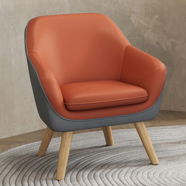 Modern Minimalist Fabric Solid Wood Rectangular Accent Chair Backrest Armrest For Living Room - Image 7
