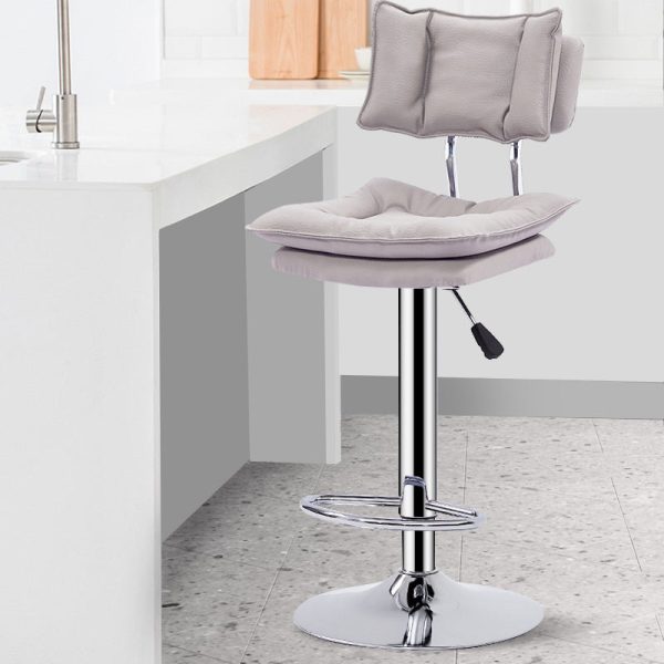 Modern Simplicity Leather Metal Base Height Adjustable Swivel Bar Stool Backrest Footrest For Dining Room - Image 20