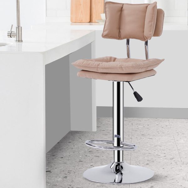 Modern Simplicity Leather Metal Base Height Adjustable Swivel Bar Stool Backrest Footrest For Dining Room - Image 21