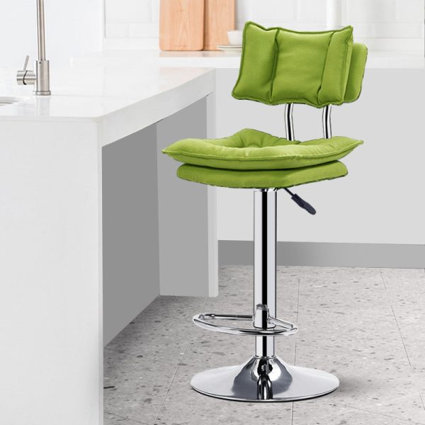 Modern Simplicity Leather Metal Base Height Adjustable Swivel Bar Stool Backrest Footrest For Dining Room - Image 22