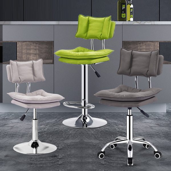 Modern Simplicity Leather Metal Base Height Adjustable Swivel Bar Stool Backrest Footrest For Dining Room - Image 23