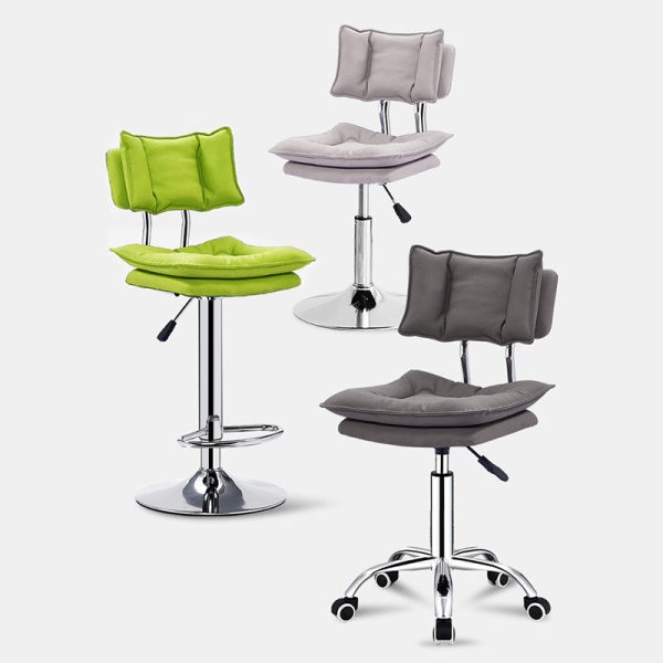 Modern Simplicity Leather Metal Base Height Adjustable Swivel Bar Stool Backrest Footrest For Dining Room - Image 30