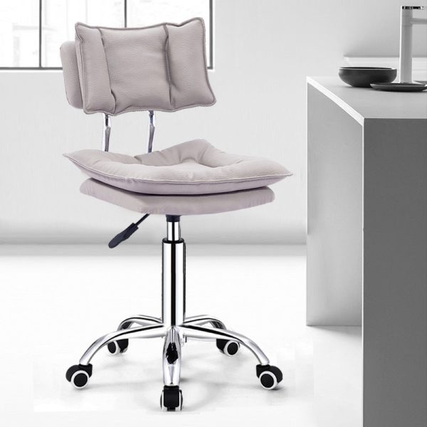 Modern Simplicity Leather Metal Base Height Adjustable Swivel Bar Stool Backrest Footrest For Dining Room - Image 2