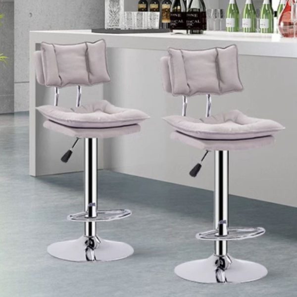 Modern Simplicity Leather Metal Base Height Adjustable Swivel Bar Stool Backrest Footrest For Dining Room - Image 27