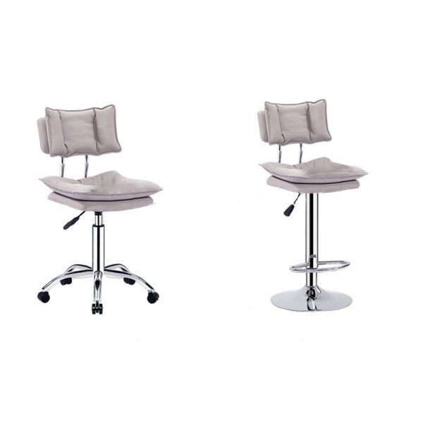 Modern Simplicity Leather Metal Base Height Adjustable Swivel Bar Stool Backrest Footrest For Dining Room - Image 32