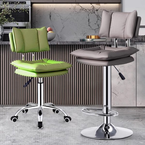 Modern Simplicity Leather Metal Base Height Adjustable Swivel Bar Stool Backrest Footrest For Dining Room - Image 28