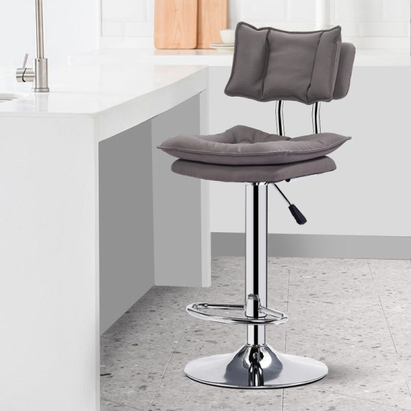 Modern Simplicity Leather Metal Base Height Adjustable Swivel Bar Stool Backrest Footrest For Dining Room - Image 19