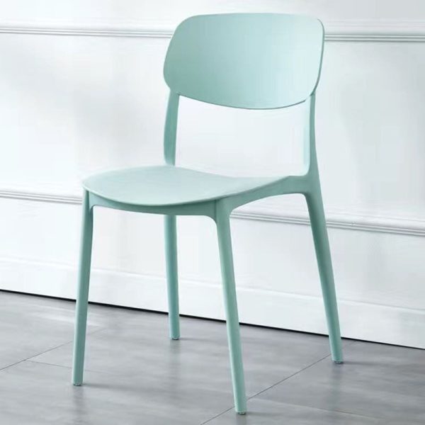 Contemporary Scandinavian Macaron Square Plastic Stackable Dining Chair Backrest For Dining Room - Image 13