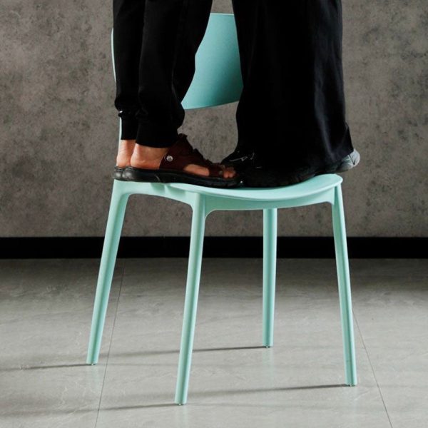 Contemporary Scandinavian Macaron Square Plastic Stackable Dining Chair Backrest For Dining Room - Image 6