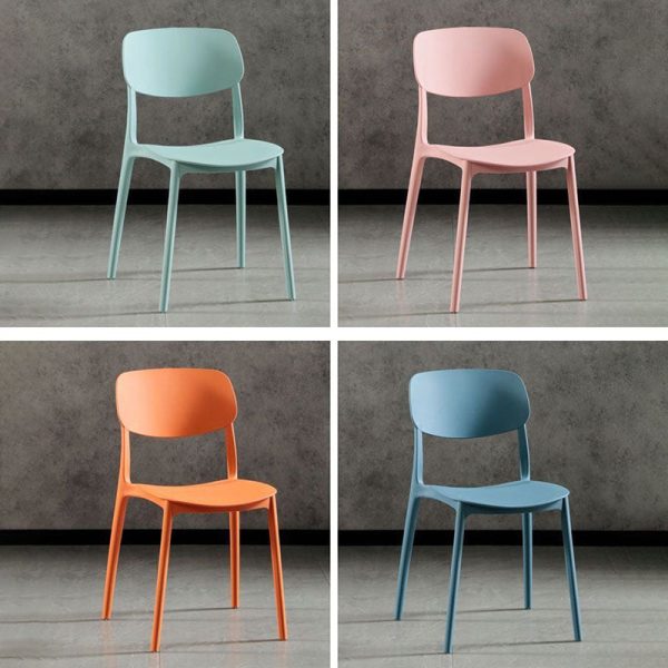 Contemporary Scandinavian Macaron Square Plastic Stackable Dining Chair Backrest For Dining Room - Image 25