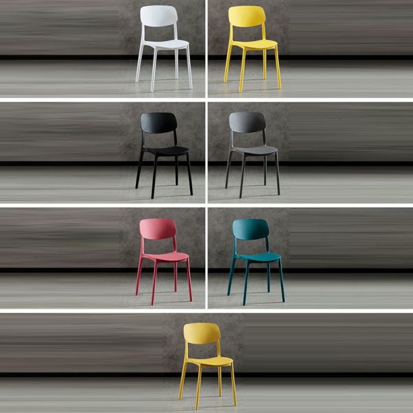 Contemporary Scandinavian Macaron Square Plastic Stackable Dining Chair Backrest For Dining Room - Image 26