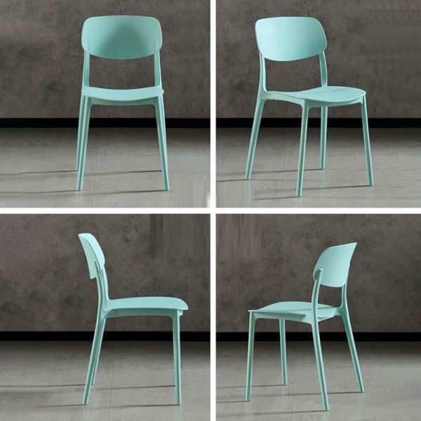 Contemporary Scandinavian Macaron Square Plastic Stackable Dining Chair Backrest For Dining Room - Image 24